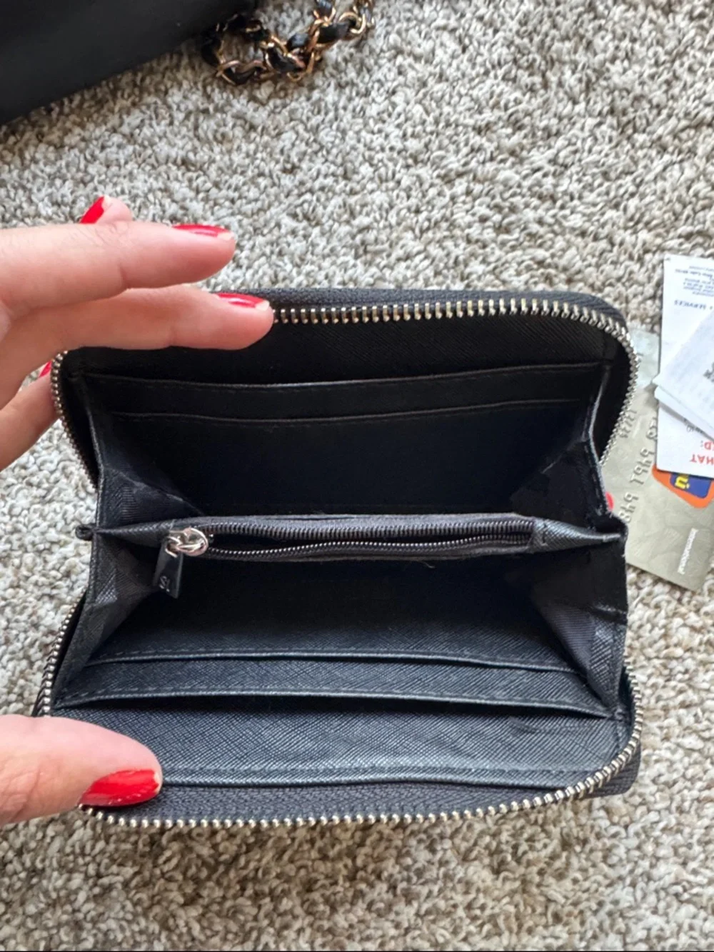 Black Quilted Crossbody Bag with Matching Wristlet - Picture 6 of 9